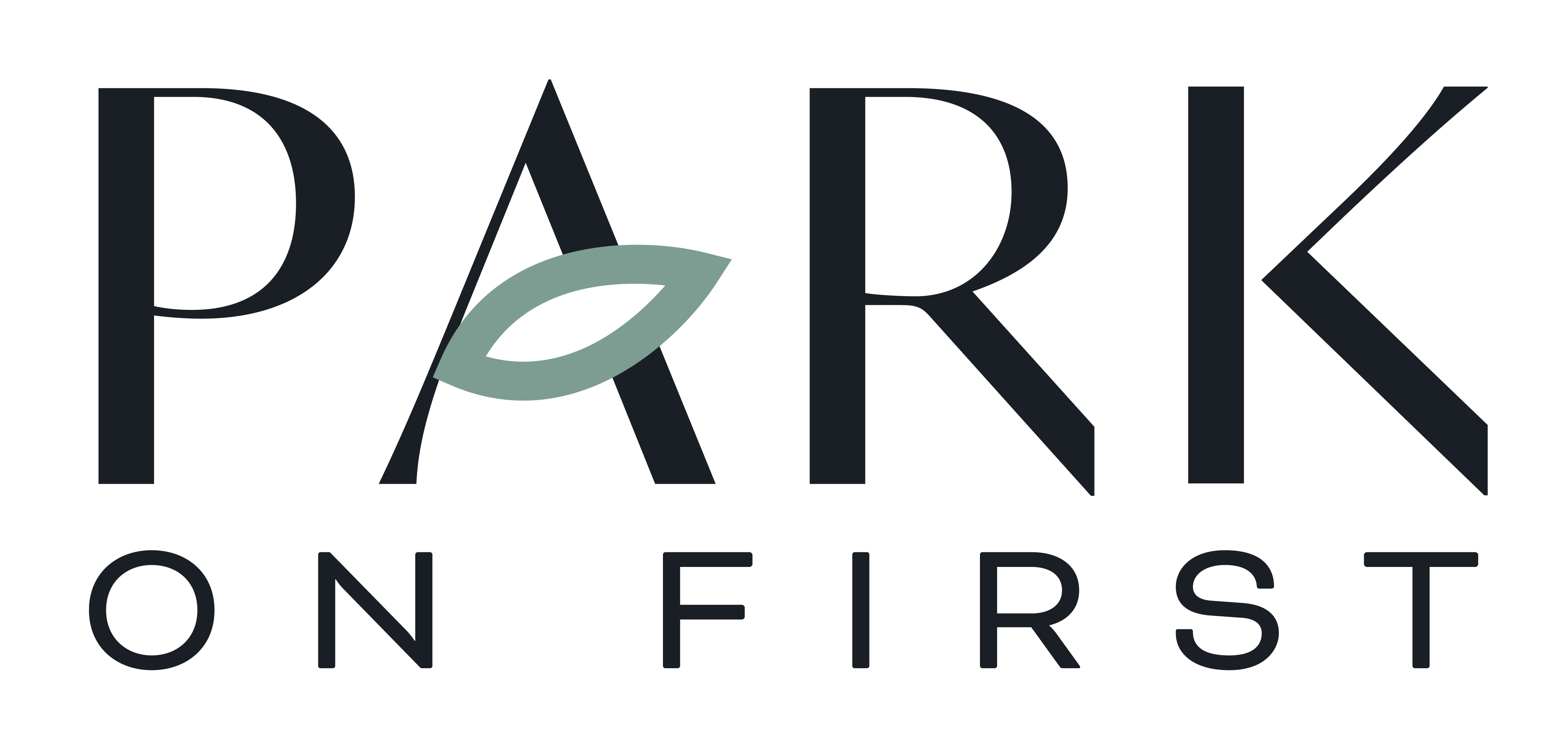 A logo with the words "PARK ON FIRST" in bold letters.